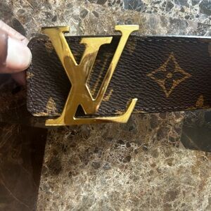 Louis Vuitton Brown Monogram Belt with Gold Buckle